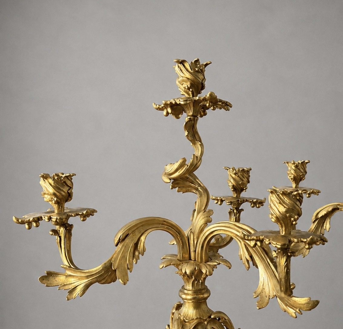 Paire de candélabres en bronze doré H. Picard – XIXe siècle-photo-3