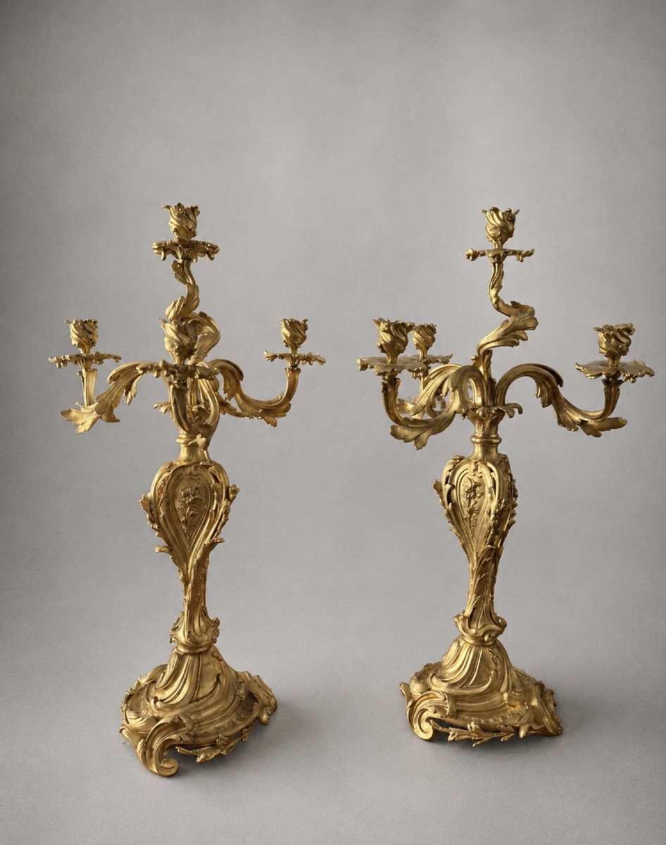 Paire de candélabres en bronze doré H. Picard – XIXe siècle