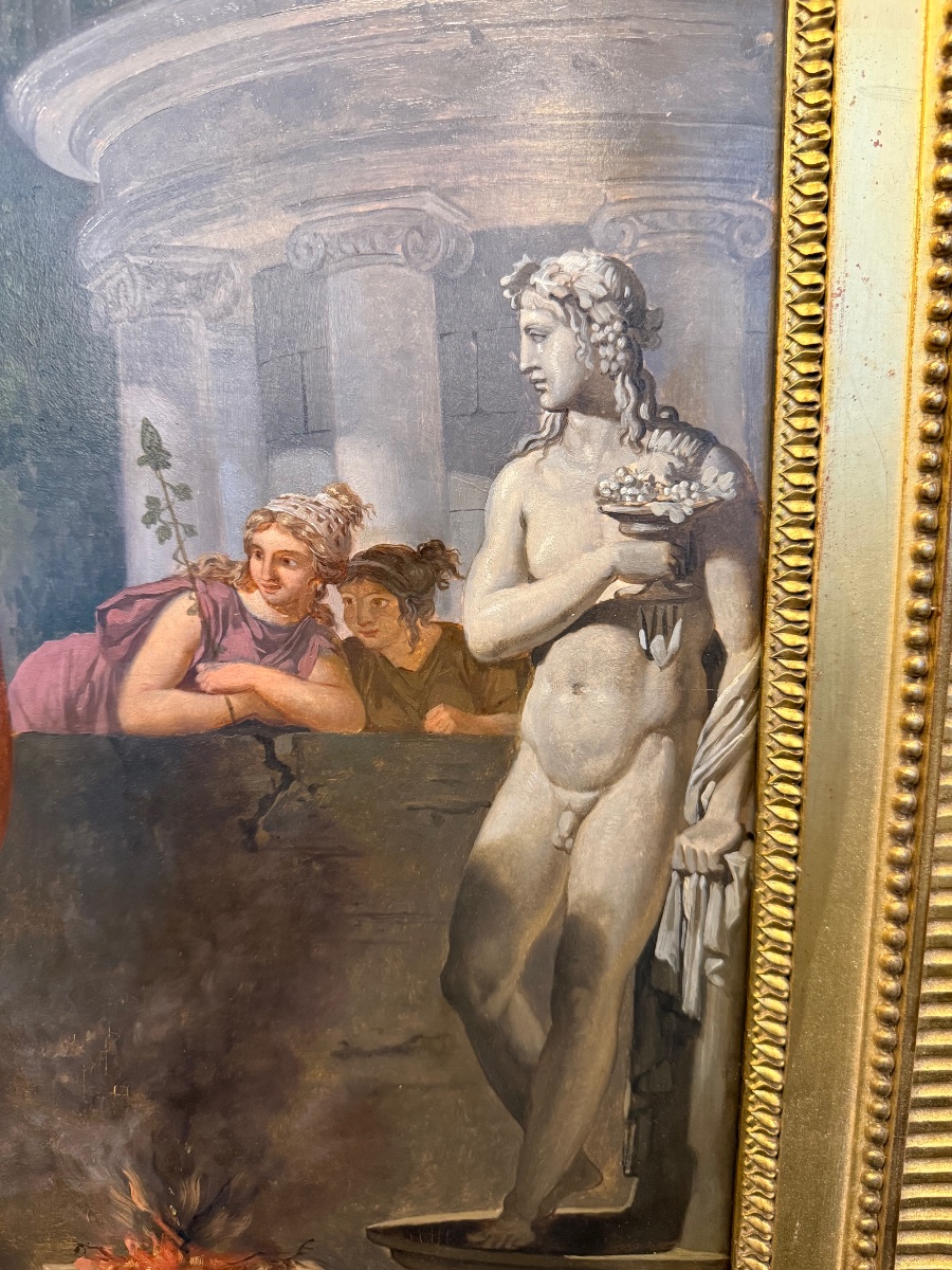 Italy, 18th Century, Antiquity, Painting On Wood, Large Format.-photo-1