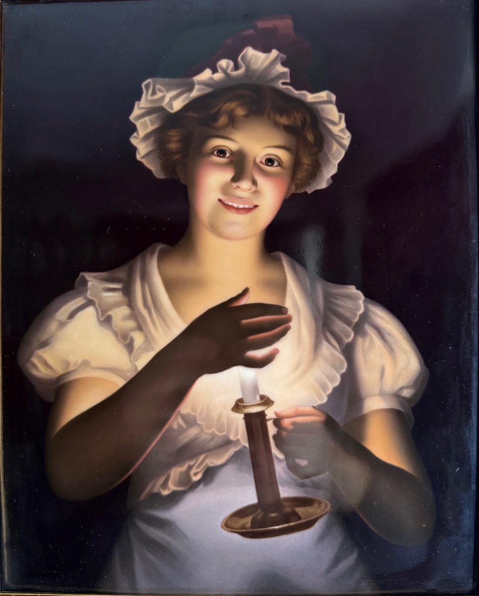 Large Kpm Porcelain Plate, “the Woman With The Candle”