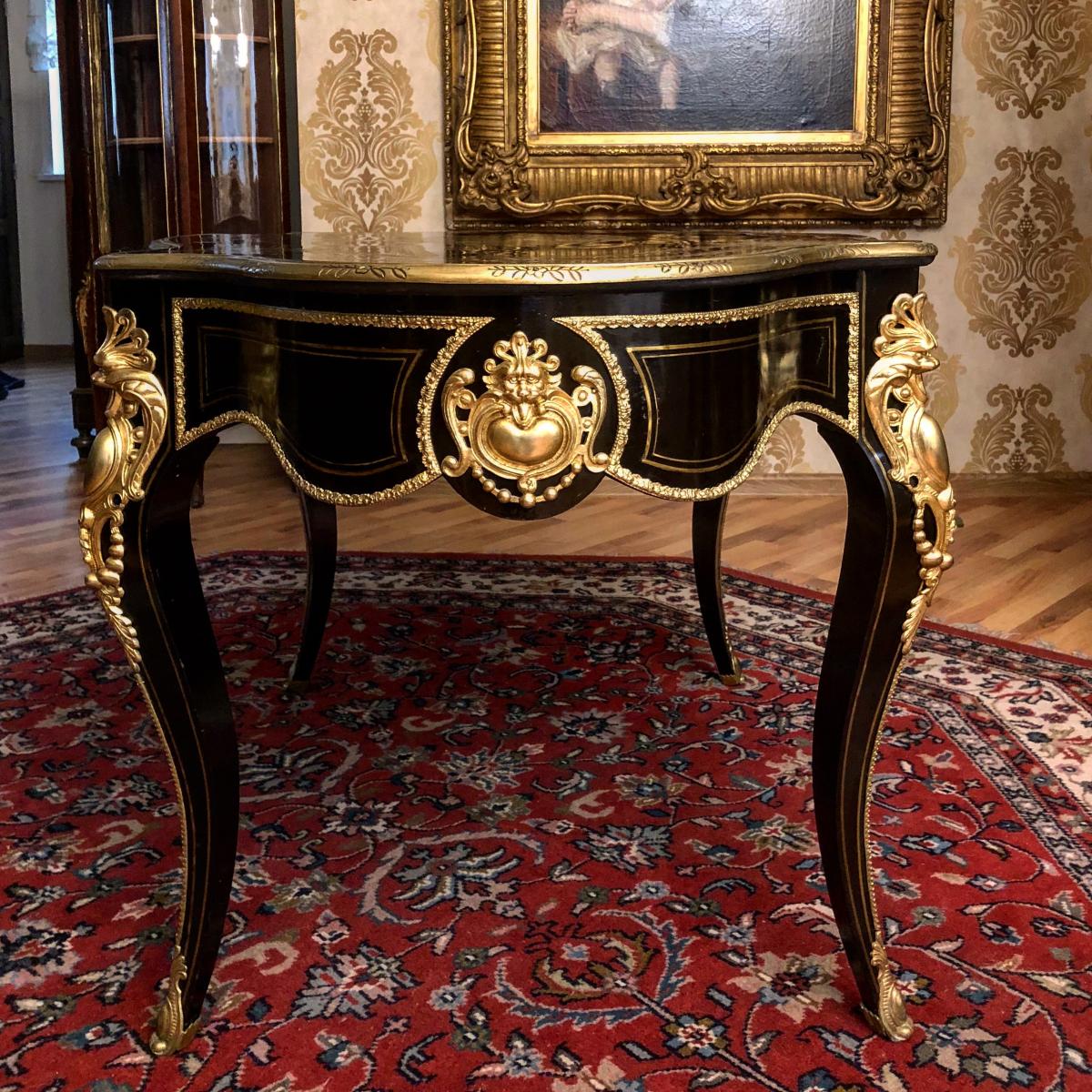 French “violonée” Table In Boulle Marquetry 19th Century-photo-3