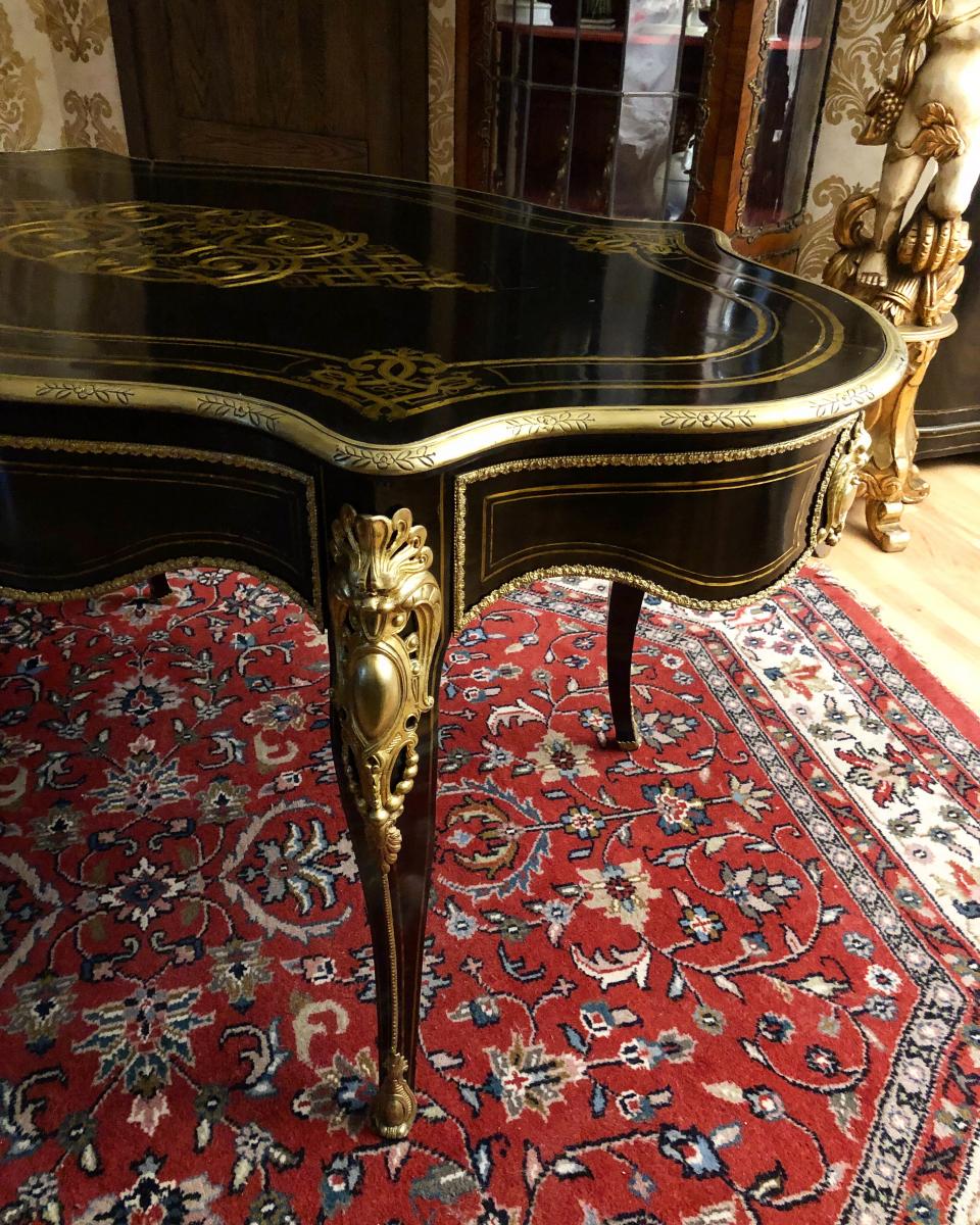 French “violonée” Table In Boulle Marquetry 19th Century-photo-4