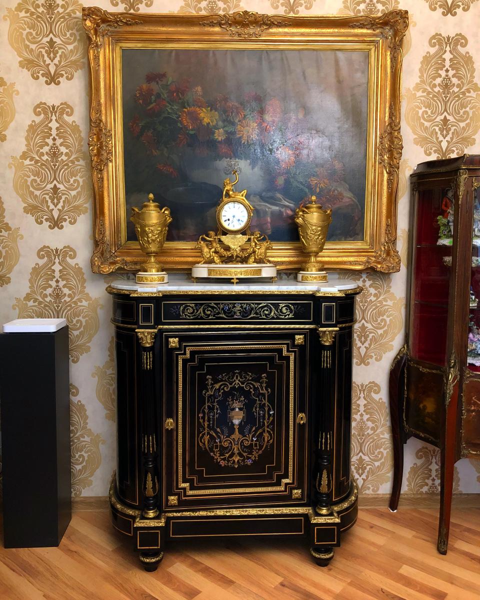 Armoire Ebonisée Napoléon III à Boulle, France-photo-3