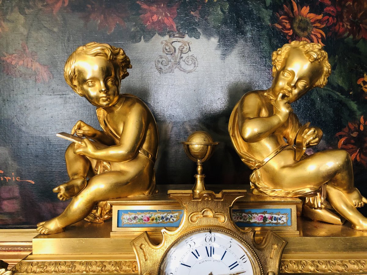 Raingo Freres And H. Picard 19th Century French Bronze Gilt Bronze And Sevres Porcelain Clock -photo-3