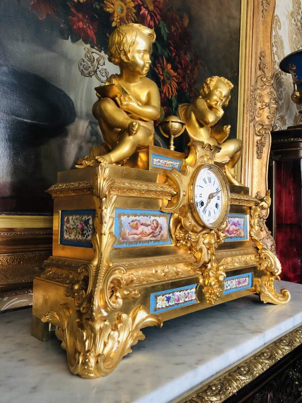 Raingo Freres And H. Picard 19th Century French Bronze Gilt Bronze And Sevres Porcelain Clock -photo-4