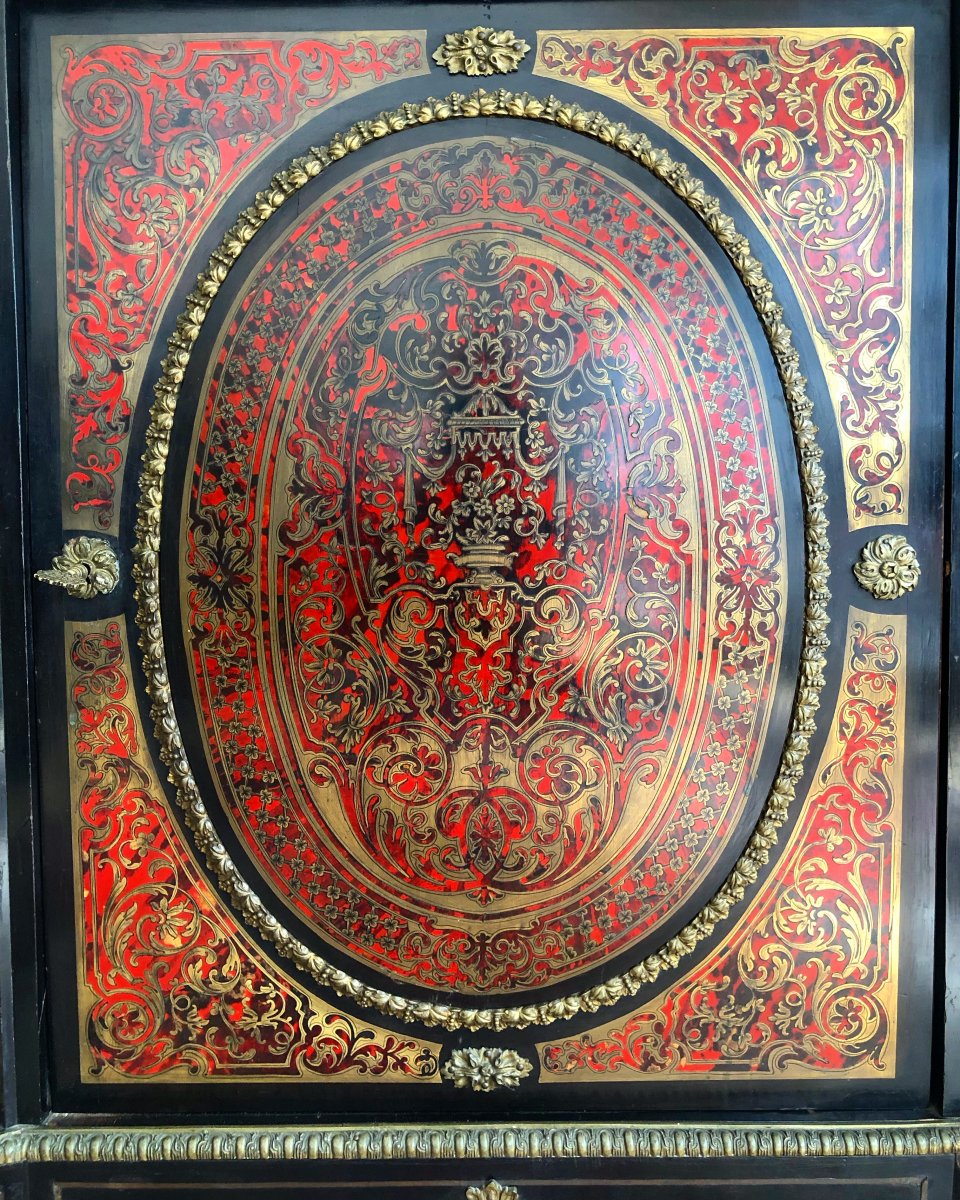 Boulle Cabinet En Marqueterie Bronze Epoque Napoléon III-photo-3