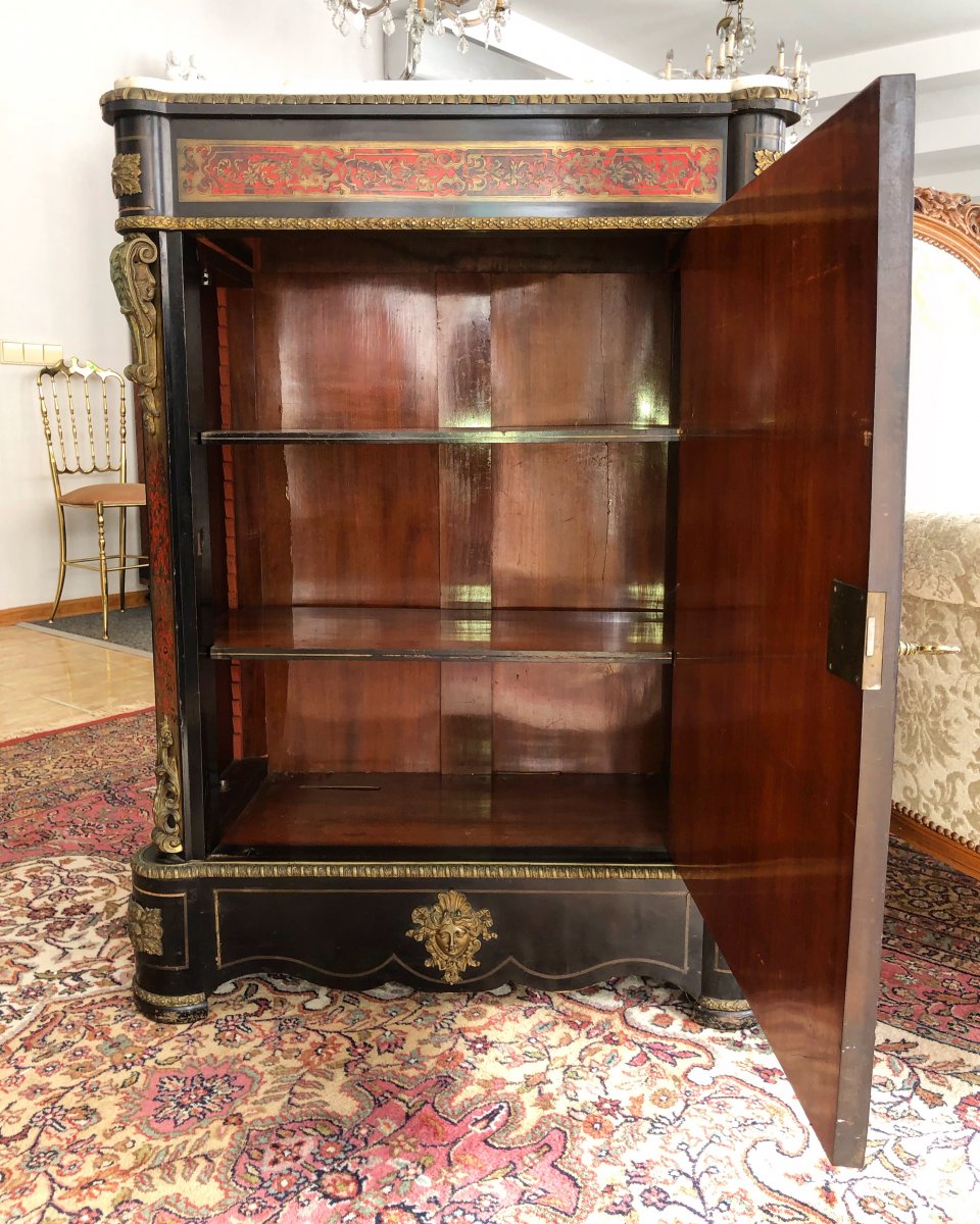 Boulle Cabinet En Marqueterie Bronze Epoque Napoléon III-photo-2