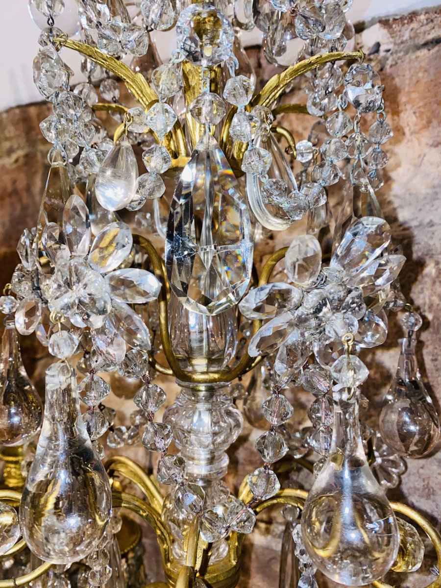 Paire De Girandoles De Style Louis XV Avec Bronze Et Cristaux-photo-6