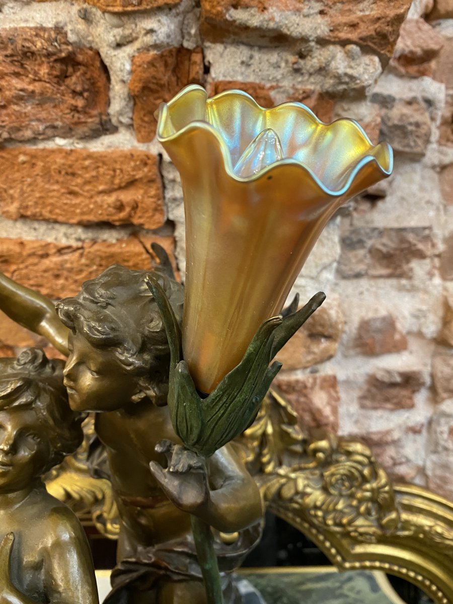 Love Song By Auguste Moreau Lampe En Bronze-photo-3