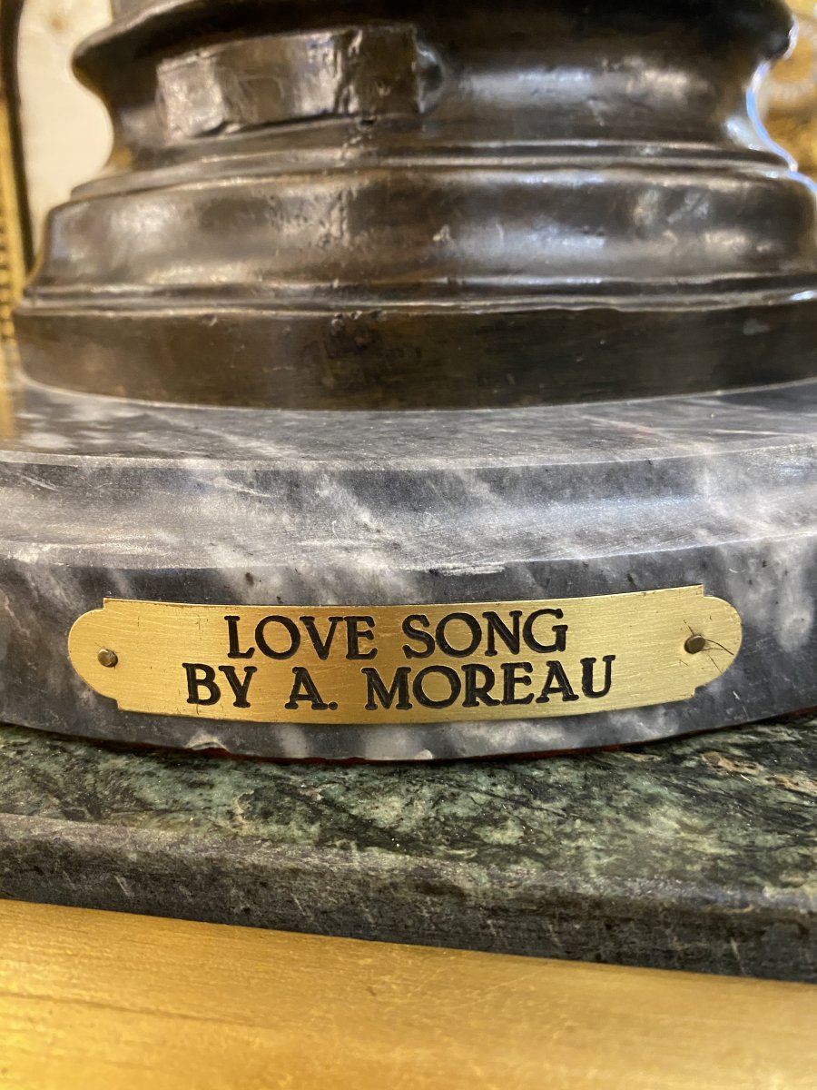 Love Song By Auguste Moreau Bronze Lamp-photo-4