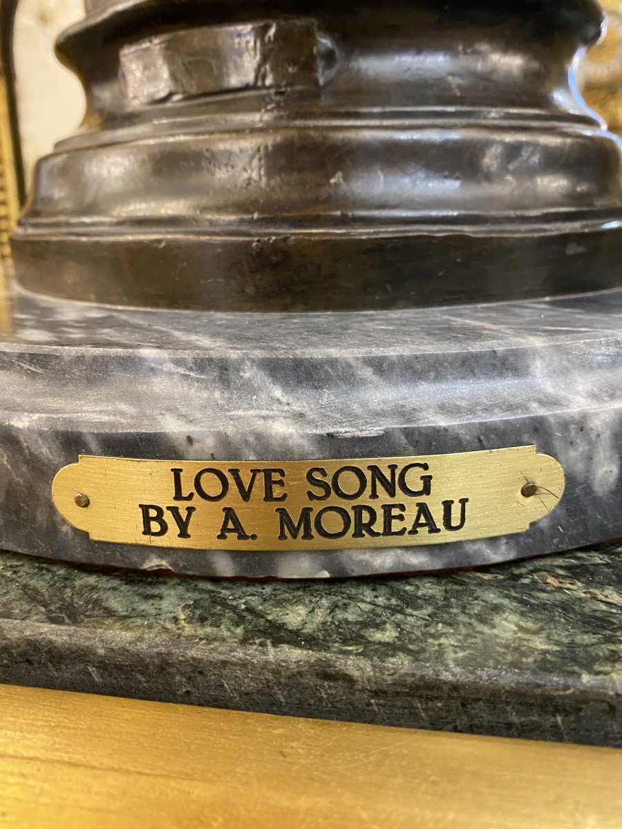 Love Song By Auguste Moreau Lampe En Bronze-photo-4