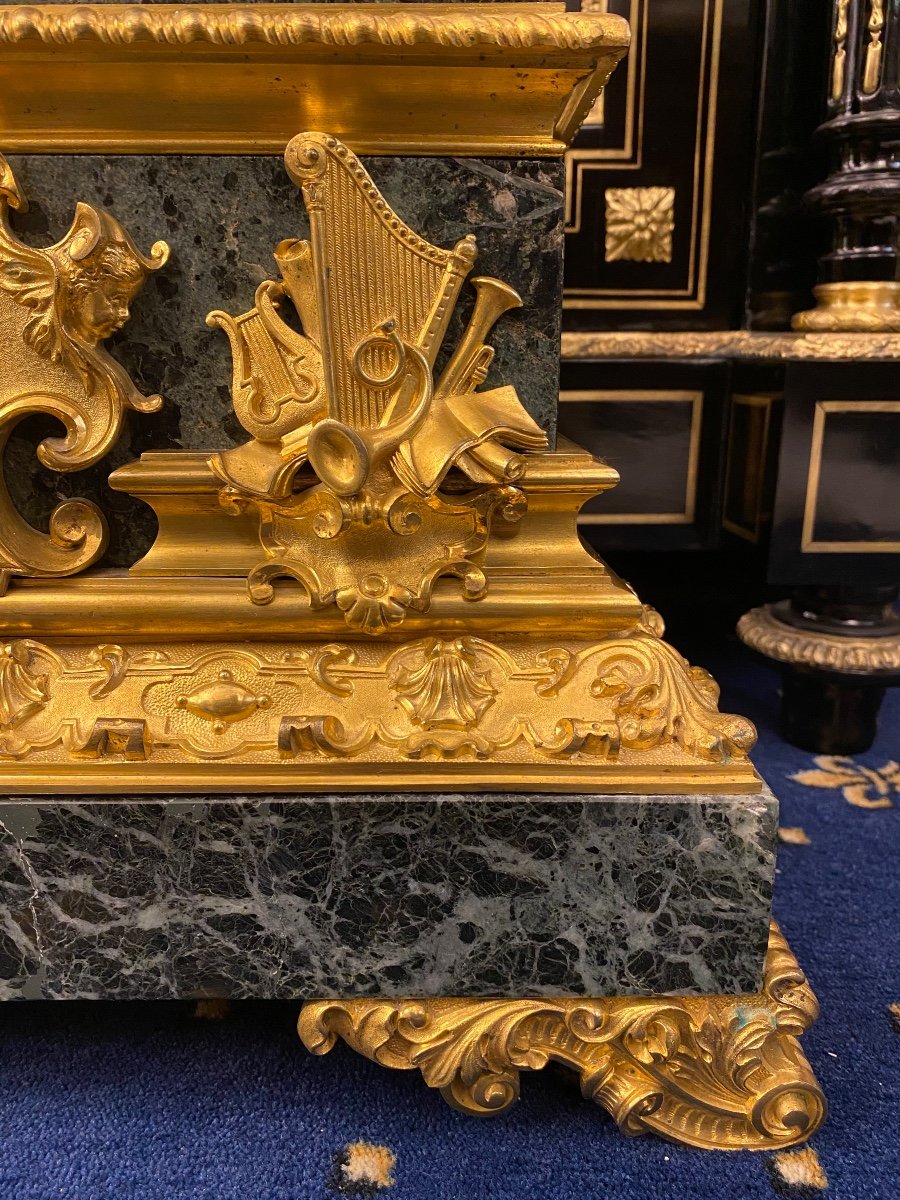 Gothic Clock With A 19th Century Snake Shaped Dial Marble And Bronze Lady-photo-1