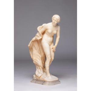 Richard Aurili 1834-1914 Italie Sculpture Marbre Statue Femme Grande