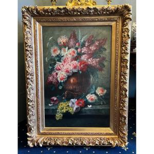 Max Carlier Peinture Bouquet De Fleurs 1872-1938 years