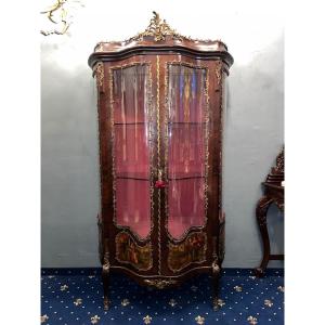 Vitrine Empire Français Vitrine Marqueterie Bronze Grande Vitrine Vernis Martin Deux Portes Pei