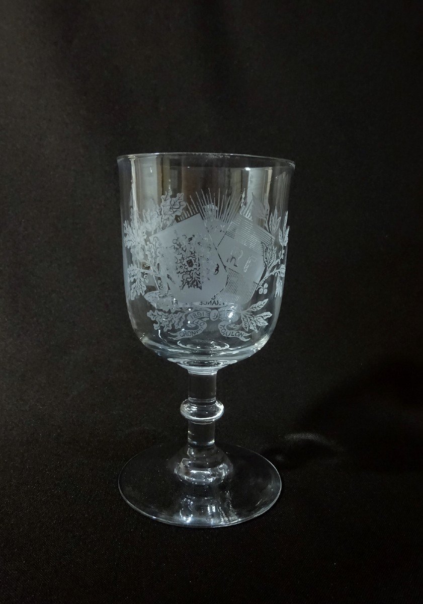 Rare 19th Century Engraved Commemorative Glass, Pax France Russia, Franco Russian Anlliance, 1891-photo-6