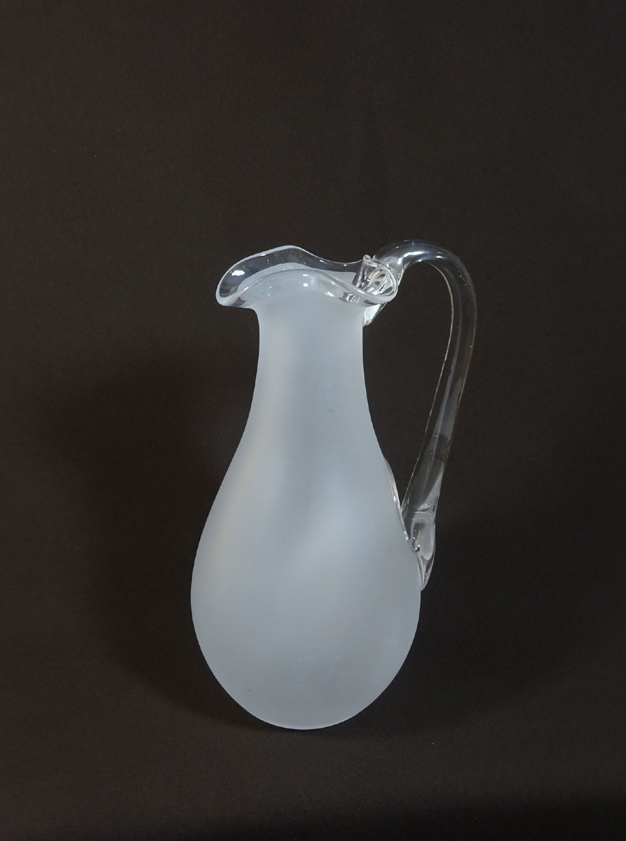 Baccarat, Pitcher Or Refreshing Broc In Blown Crystal Satin Texture And Clear Crystal, With Ice Reservoir-photo-2