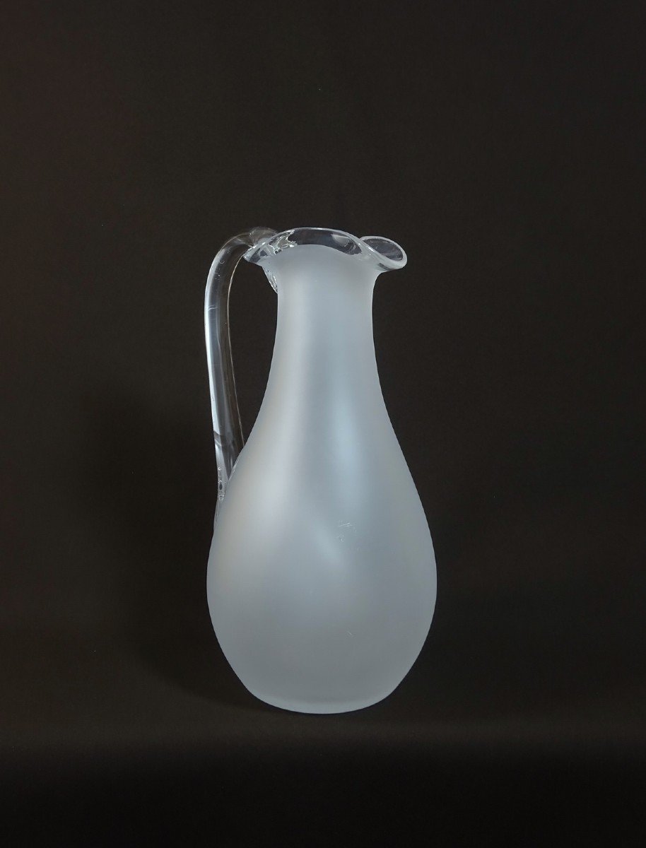 Baccarat, Pitcher Or Refreshing Broc In Blown Crystal Satin Texture And Clear Crystal, With Ice Reservoir-photo-1