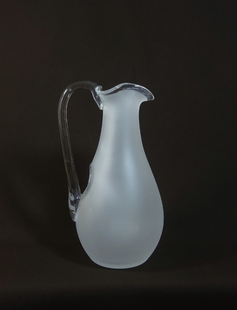 Baccarat, Pitcher Or Refreshing Broc In Blown Crystal Satin Texture And Clear Crystal, With Ice Reservoir-photo-2