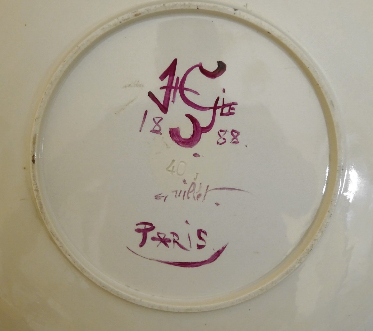 Hippolyte Gide, XIXeme Si&egrave;cle, Plat Peint d&#039;une Sc&egrave;ne De Chasse aux  Chiens Courants, ou de Meute, de V&eacute;nerie-photo-3