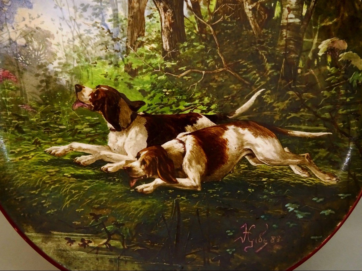 Hippolyte Gide, XIXeme Siècle, Plat Peint d'une Scène De Chasse aux  Chiens Courants, ou de Meute, de Vénerie-photo-8