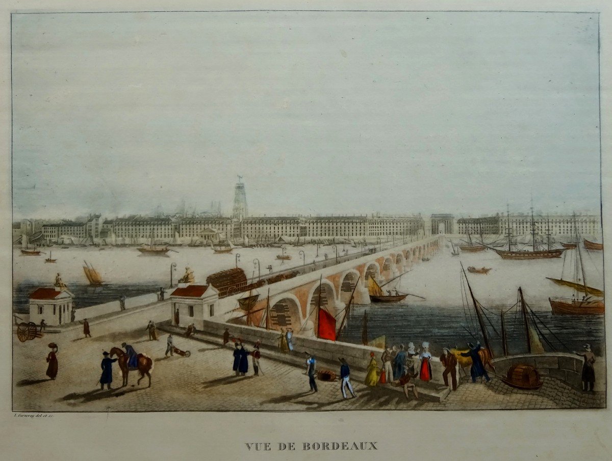 Ambroise Louis Garneray, View Of Bordeaux, The Stone Bridge, The Garonne And Animated Quays-photo-2