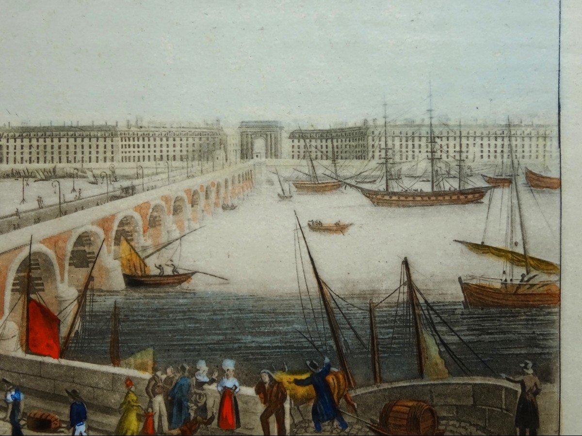 Ambroise Louis Garneray, Vue De Bordeaux, Le Pont De Pierre, La Garonne, bateaux, et Quais Animés-photo-3