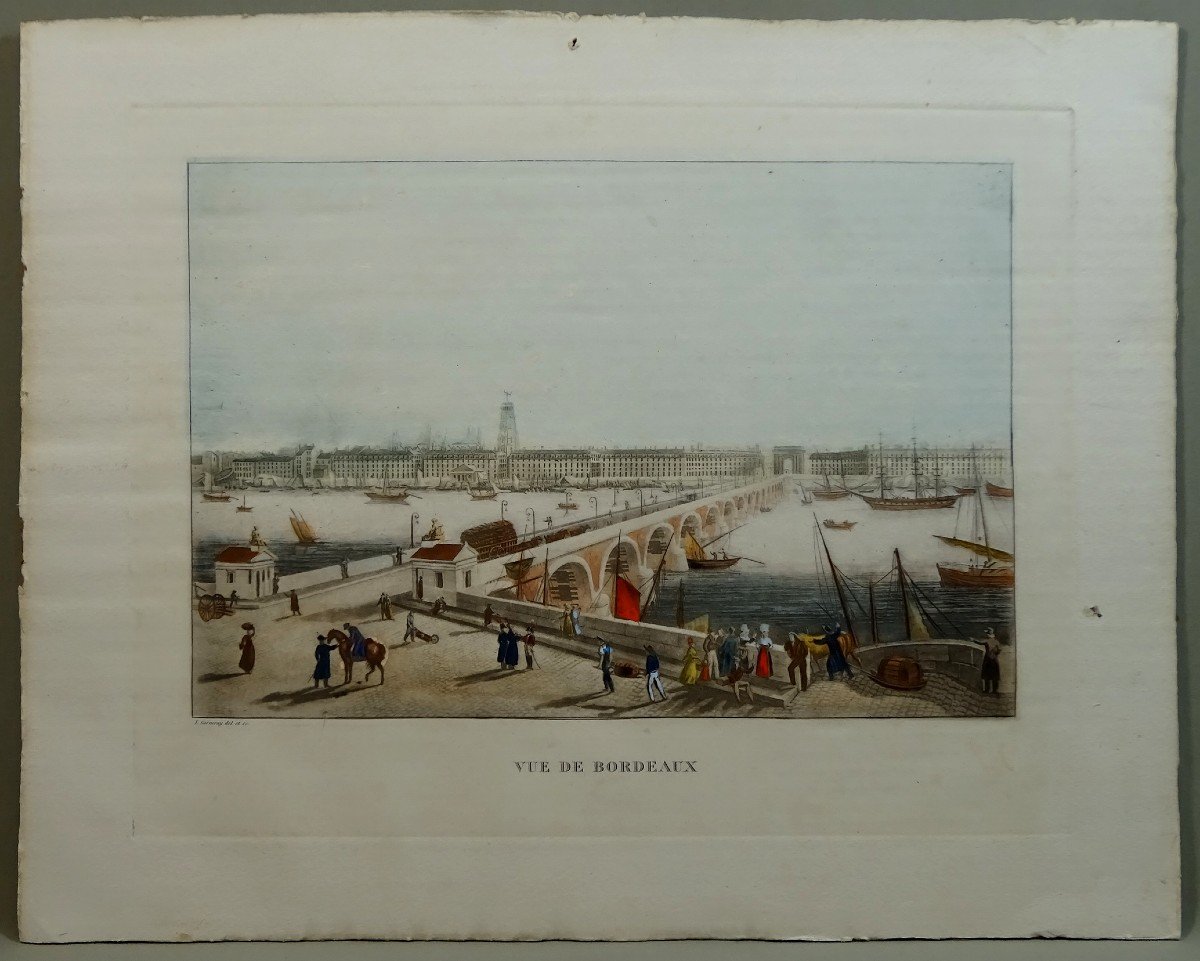 Ambroise Louis Garneray, Vue De Bordeaux, Le Pont De Pierre, La Garonne, bateaux, et Quais Animés-photo-1