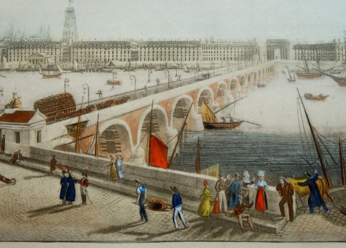 Ambroise Louis Garneray, Vue De Bordeaux, Le Pont De Pierre, La Garonne, bateaux, et Quais Animés-photo-2