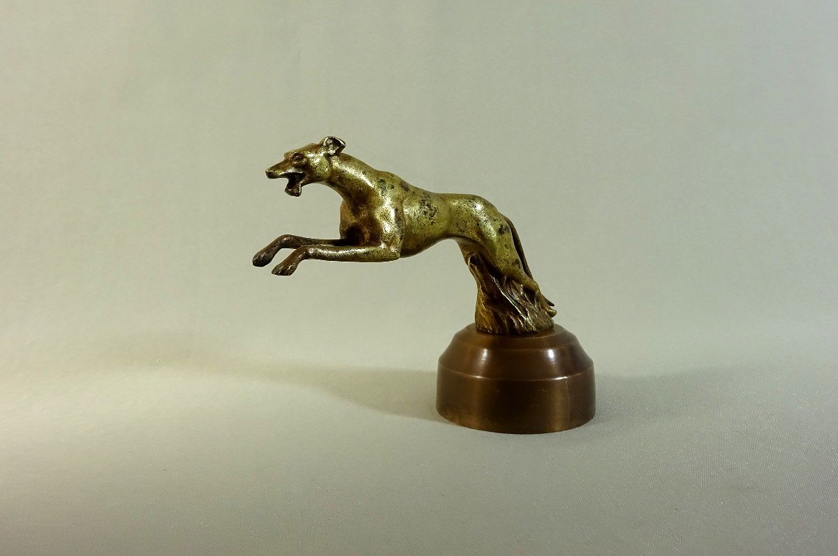 Mascotte De Voiture,  d'Automobile ou Bouchon De Radiateur Chien Lévrier En Bronze de Charles, Début Du XXème Siècle-photo-4