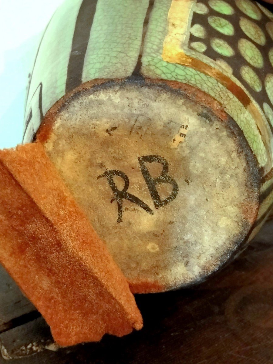 René Buthaud, Vase Ovoïde Pièce Unique, Offert Par l'Artiste à l'Actuel Propriétaire, Monogrammé RB-photo-1