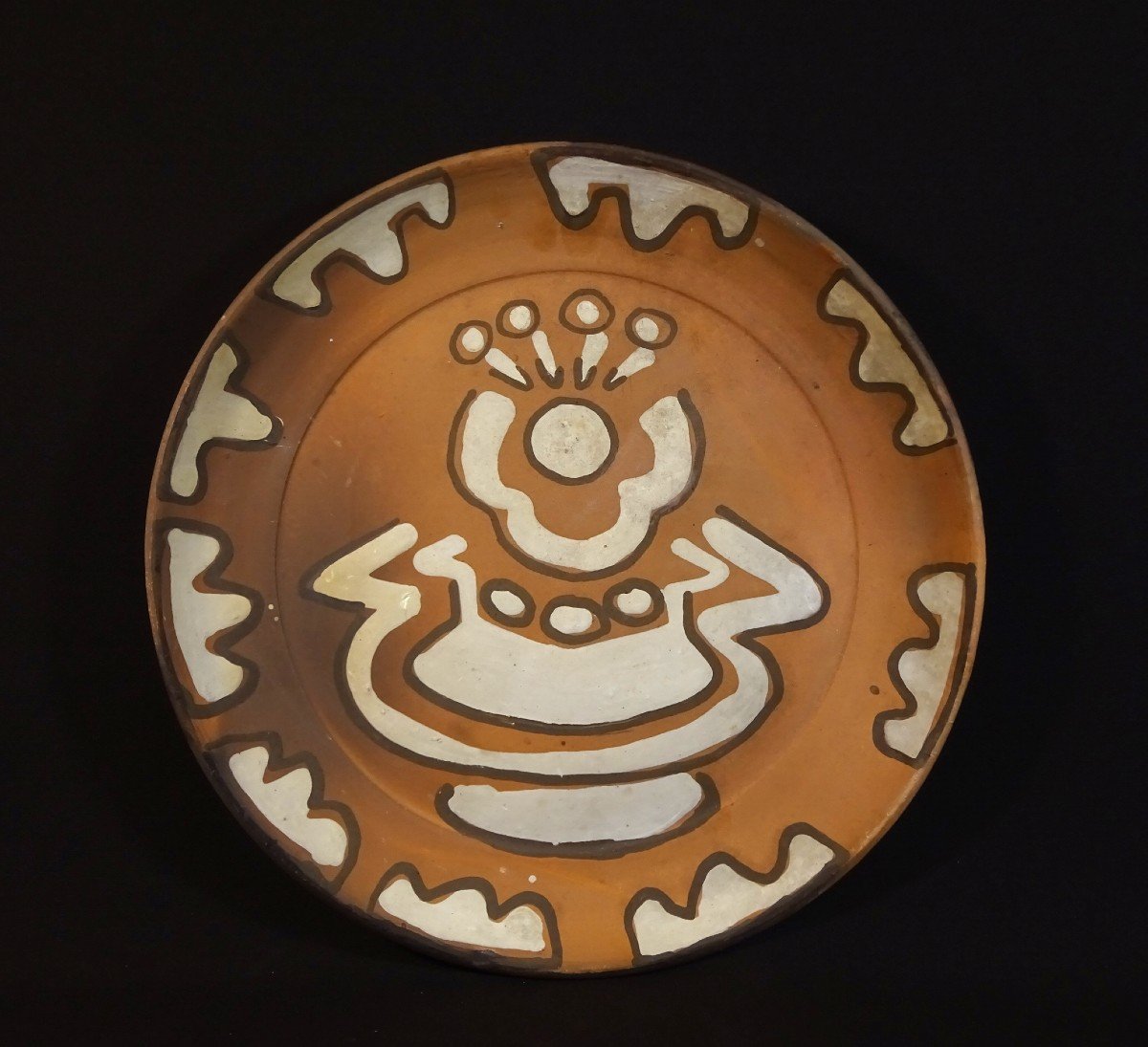 Anne Dangard (1885-1951) , Int&eacute;ressant Plat En Terre Cuite, Atelier Moly Sabata 