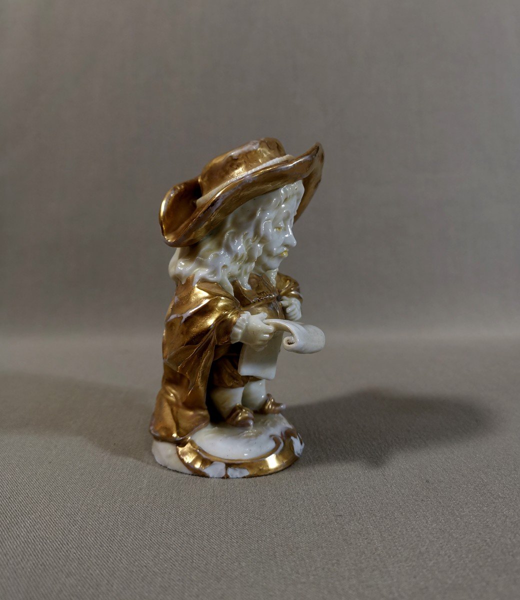 Personnage Nain Grotesque Figurine En Porcelaine, XIXeme Siècle, Peut-être d'Après les Estampes de Jacques Callot-photo-2
