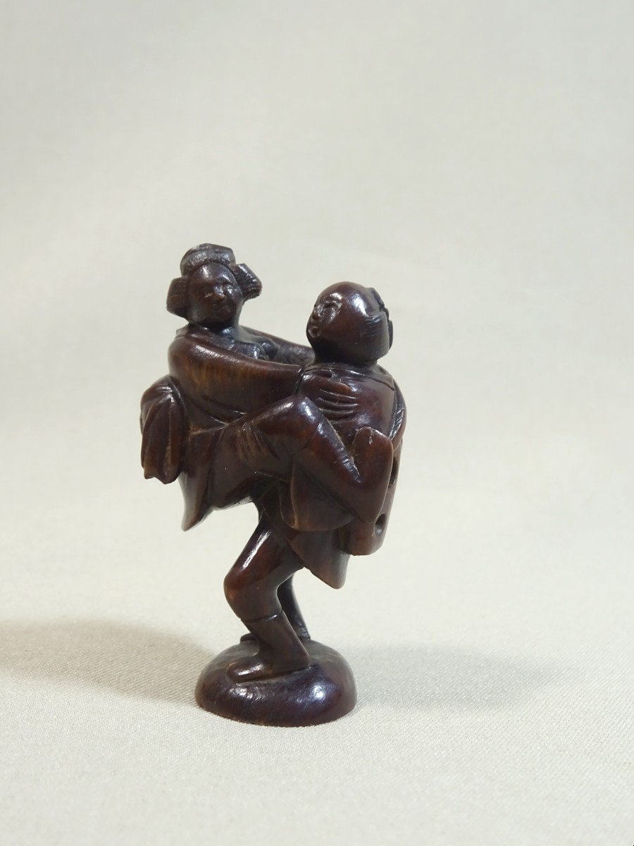 Japan, By Gyokusho, Signed Gyokusho 玉昇, 4 Erotic Netsuke, Curiosa In Carved Wood,  19th Mid-century, Meiji Period-photo-2