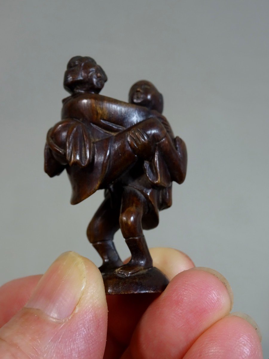 Japan, By Gyokusho, Signed Gyokusho 玉昇, 4 Erotic Netsuke, Curiosa In Carved Wood,  19th Mid-century, Meiji Period-photo-3