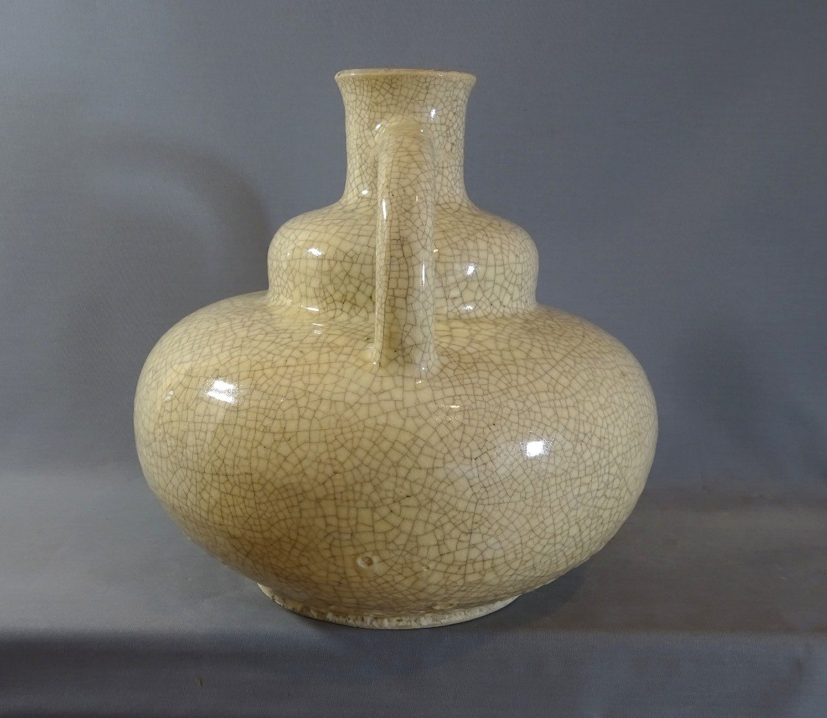 Important Vase en Céramique Craquelée, Singulier Modèle d'Epoque Art-déco, Non Identifiée-photo-4