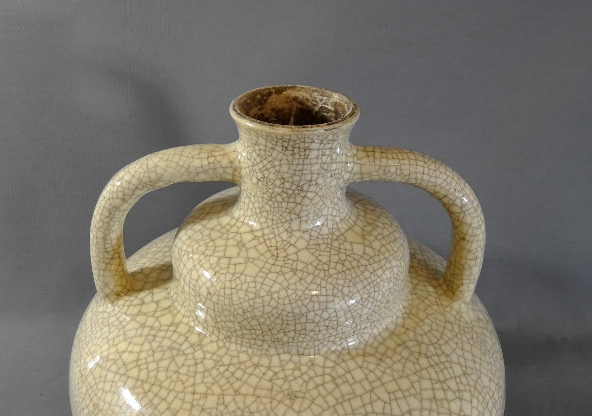 Important Cracked Ceramic Vase, Singular Model From The Art-deco Period, Unidentified-photo-4