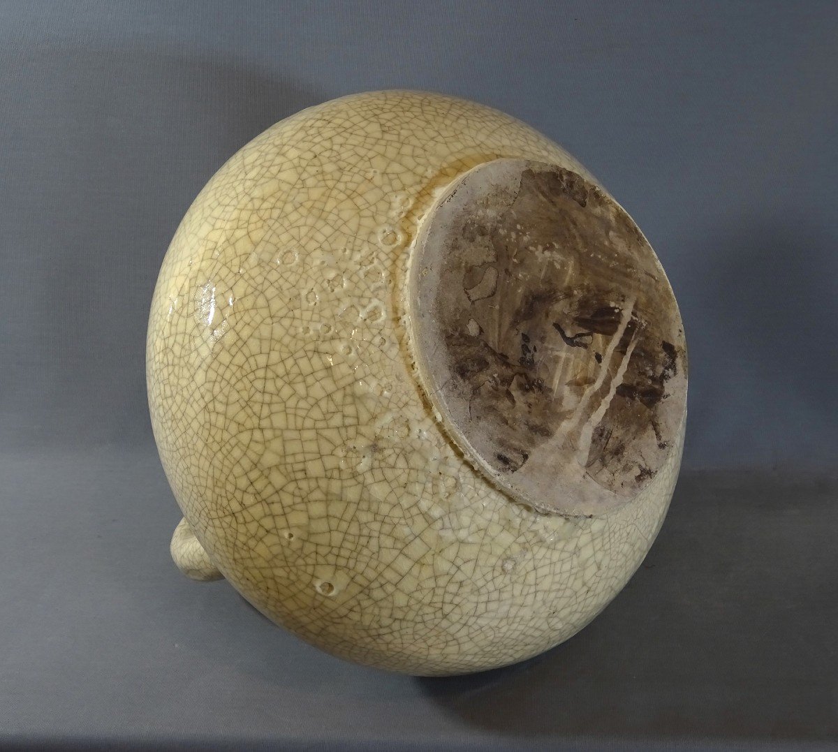 Important Vase en Céramique Craquelée, Singulier Modèle d'Epoque Art-déco, Non Identifiée-photo-5