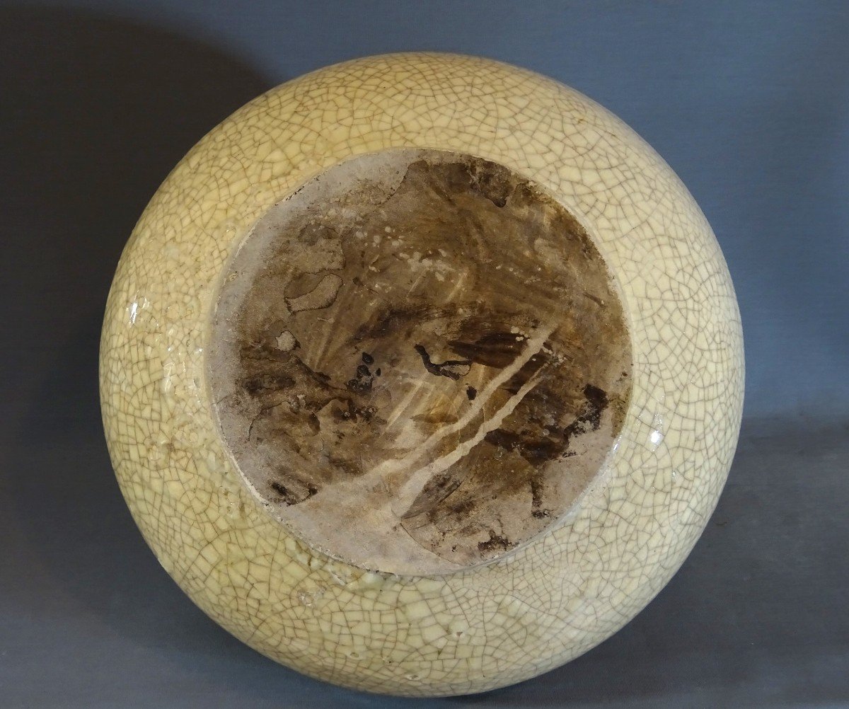 Important Vase en Céramique Craquelée, Singulier Modèle d'Epoque Art-déco, Non Identifiée-photo-6