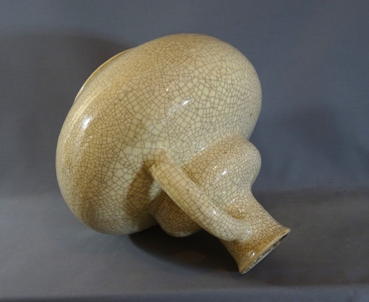 Important Vase en Céramique Craquelée, Singulier Modèle d'Epoque Art-déco, Non Identifiée-photo-7
