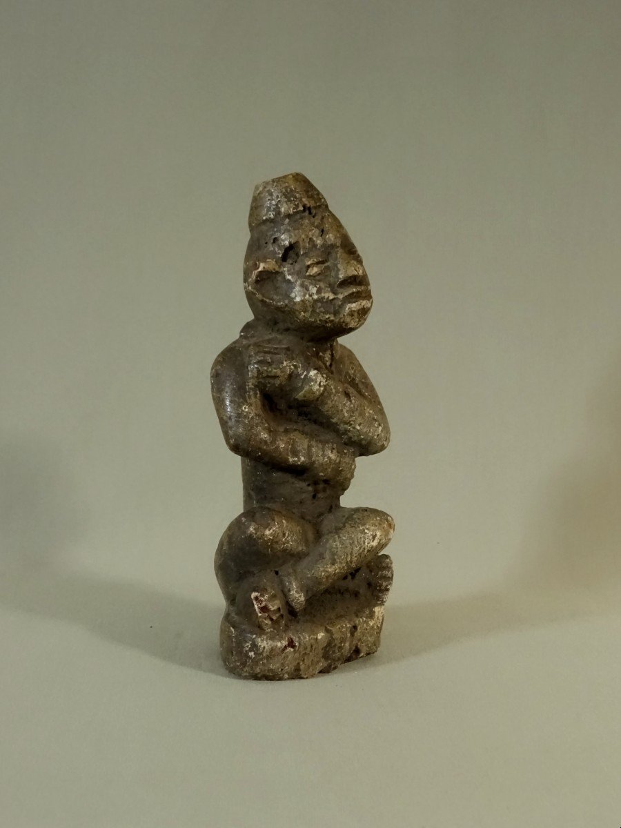 République du Congo, Statuette Funéraire Ntadi/bitumba Bakongo,  Personnage Assis en Tailleur, Tribal Art Africain-photo-2