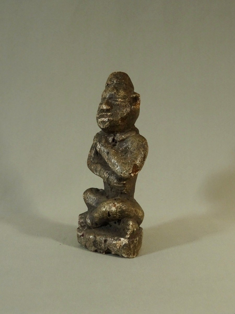 République du Congo, Statuette Funéraire Ntadi/bitumba Bakongo,  Personnage Assis en Tailleur, Tribal Art Africain-photo-4