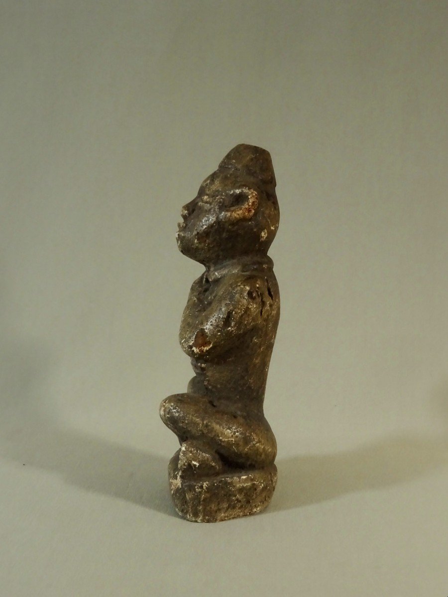 République du Congo, Statuette Funéraire Ntadi/bitumba Bakongo,  Personnage Assis en Tailleur, Tribal Art Africain-photo-1