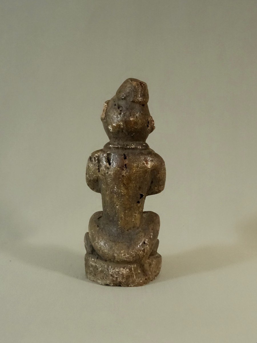 Republic Of Congo, Ntadi/bitumba Bakongo Funeral Statuette, Seated Figure In Tailor, African Tribal Art-photo-2