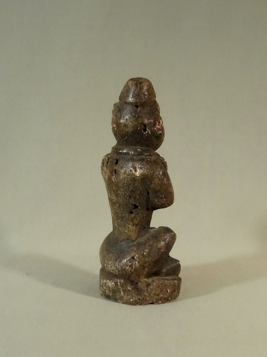 République du Congo, Statuette Funéraire Ntadi/bitumba Bakongo,  Personnage Assis en Tailleur, Tribal Art Africain-photo-3