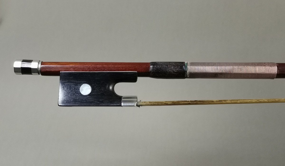 Marc Laberte, Beautiful 4/4 Violin Bow In Pernanbouc Wood, Iron Brand V.j. Ferelli, Mirecourt Circa 1930-photo-4