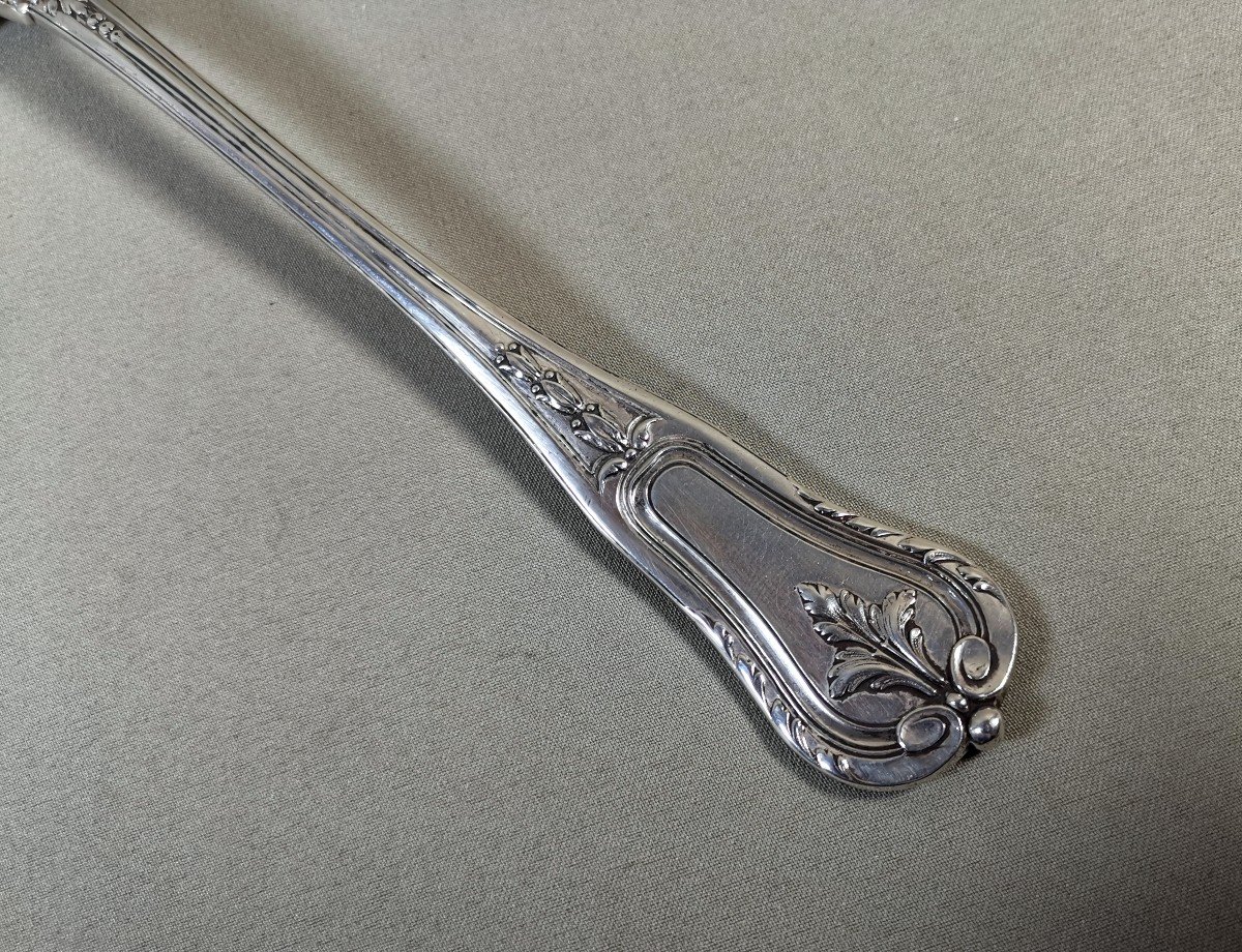 Very Ornate Sauce Ladle In Minerva Silver, Goldsmith Lenain Louis, Two Intertwined L-photo-5