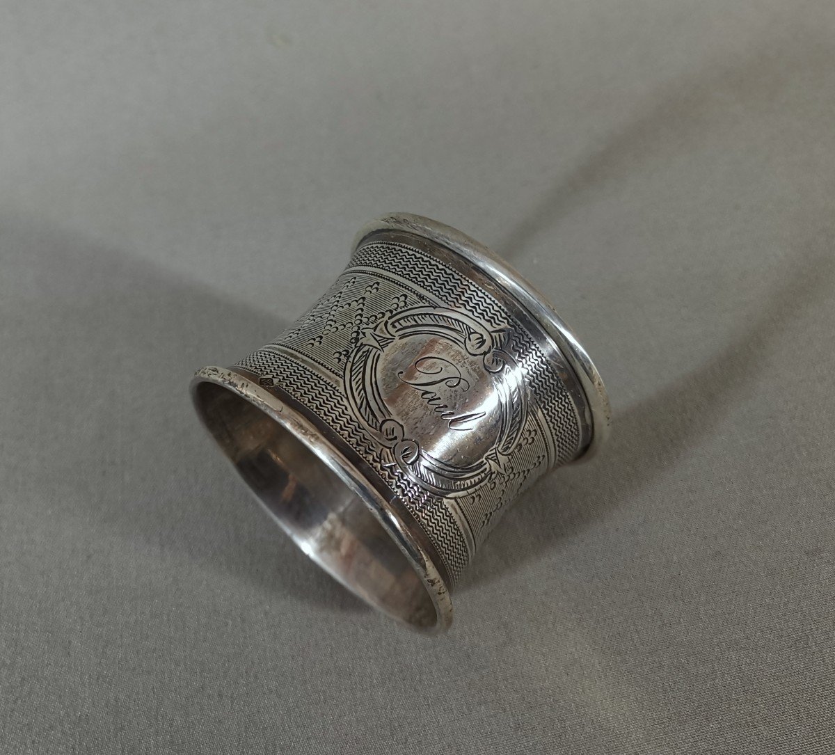 Coulant ou Rond de Serviette du XIXeme Siècle en Argent Minerve, Orfèvre César Tonnelier (1845-1882)-photo-4