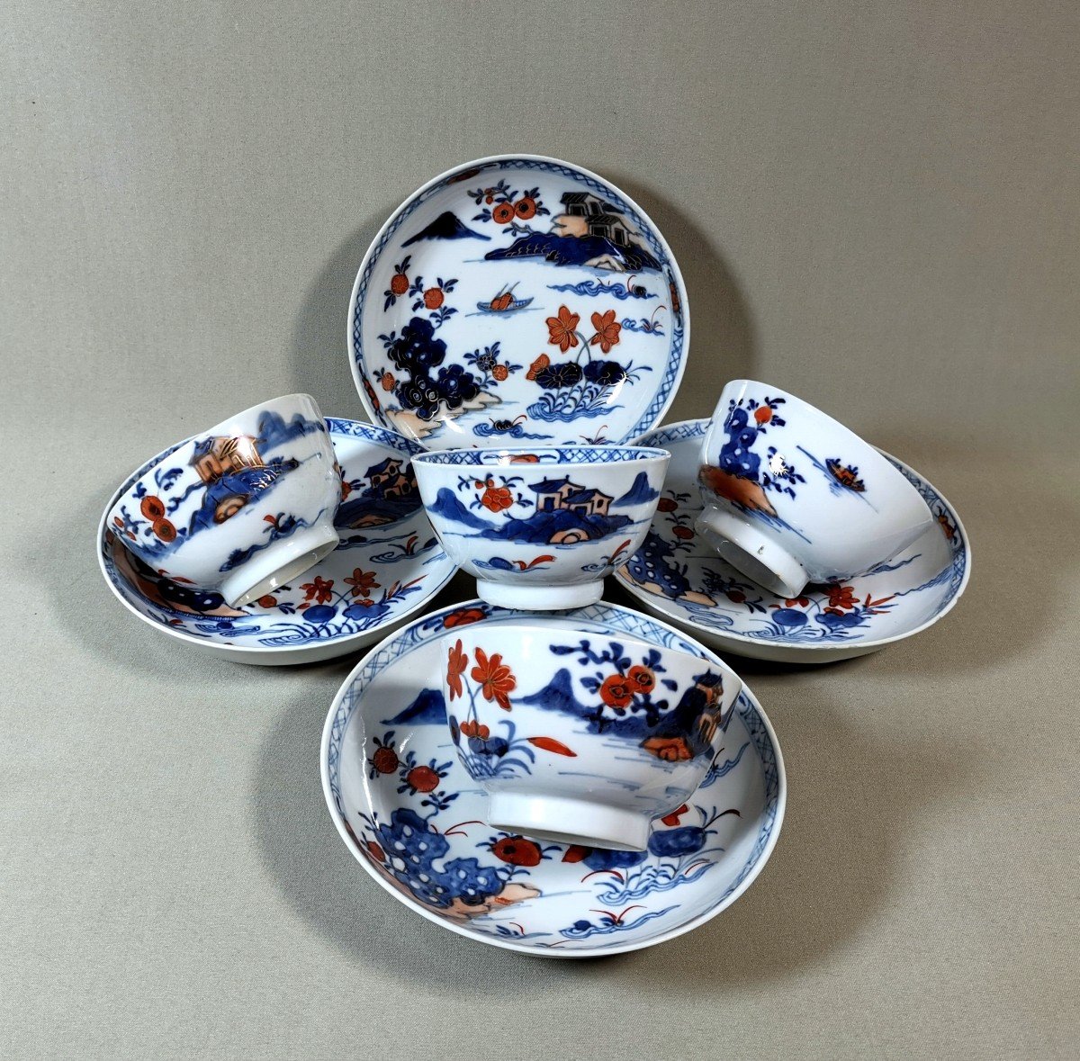 Chine Compagnie des Indes, Bols ou Sorbet en Porcelaine, P&eacute;riode Qianlong,  Style Japon Imari