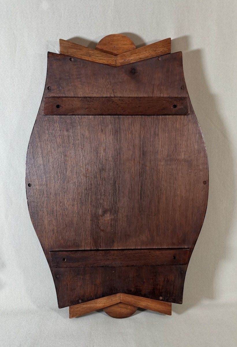 Large Art Deco Tray Rosewood, Walnut And Chromed Metal Tray, Circa 1930-photo-4